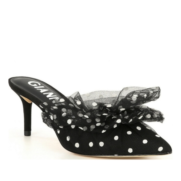 Gianni Bini Shoes - Gianni Bini Rossallio ruffle Dotted mesh mules, in Black/White